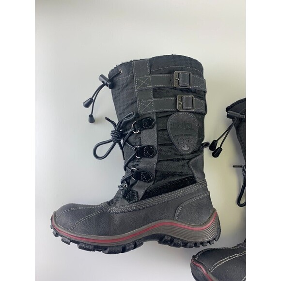 BOGO Pajar Mid Lace Up Snow Boot Black Suede Waterproof Zip Buckles Womens 6-6.5 - Picture 9 of 16